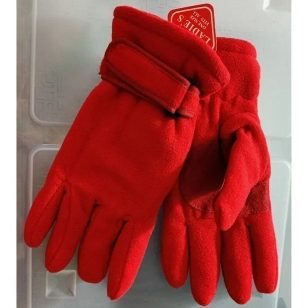 Red Gloves Winter Womens New‎ with Tag Cinching Wrist for Warmth Boutique